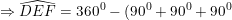 \small \Rightarrow \widehat{DEF}=360^0-(90^0+90^0+90^0)